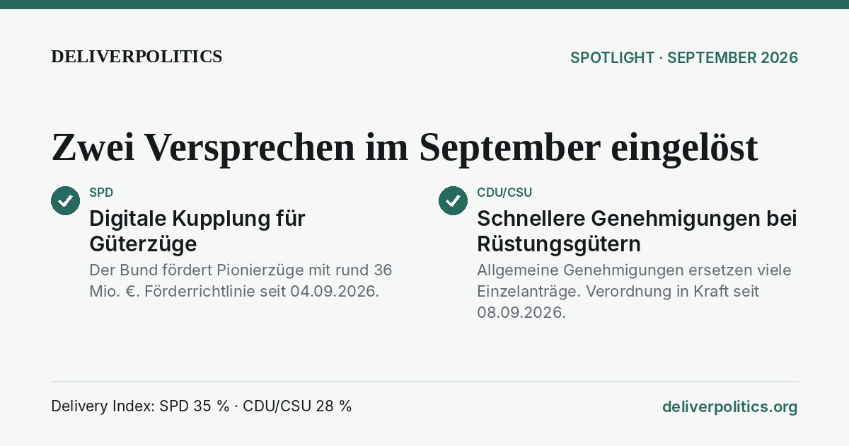 Zwei Versprechen im September eingelöst